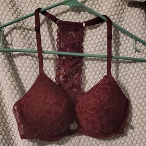 Victoria's Secret Lace Racerback Bra in Burgundy